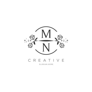Şablon çiçekli ilk logo, iş için logo, moda, kozmetik, güzellik