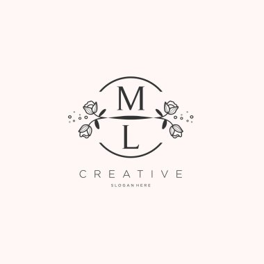 ML Şablon çiçekli ilk logo, iş logosu, moda, kozmetik, güzellik