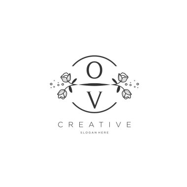 Şablon çiçekli ilk logo, iş için logo, moda, kozmetik, güzellik