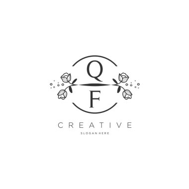 QF Şablon çiçekli ilk logo, iş logosu, moda, kozmetik, güzellik