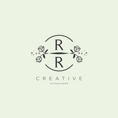 RR Şablon çiçekli ilk logo, iş logosu, moda, kozmetik, güzellik