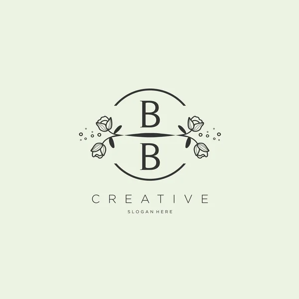 Logo Initial Avec Fleur Modèle Logo Pour Les Entreprises Mode — Image vectorielle