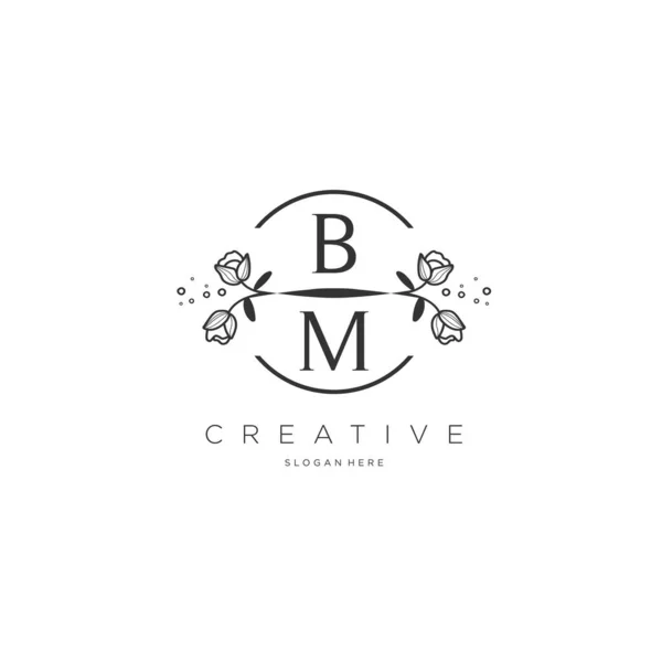 Logo Iniziale Con Fiore Modello Logo Imprese Moda Cosmetici Bellezza — Vettoriale Stock