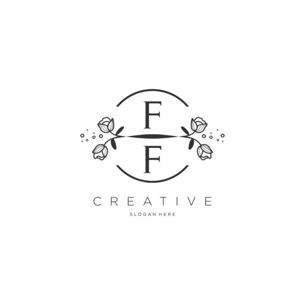 Logo Initial Avec Modèle Fleur Logo Pour Entreprise Mode Cosmétique — Image vectorielle