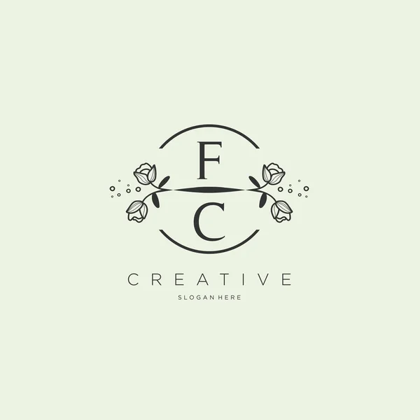 Logo Inicial Con Flor Plantilla Logotipo Para Negocios Moda Cosméticos — Vector de stock