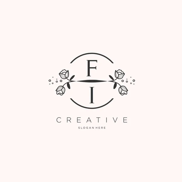 Logo Iniziale Con Fiore Modello Logo Affari Moda Cosmetici Bellezza — Vettoriale Stock