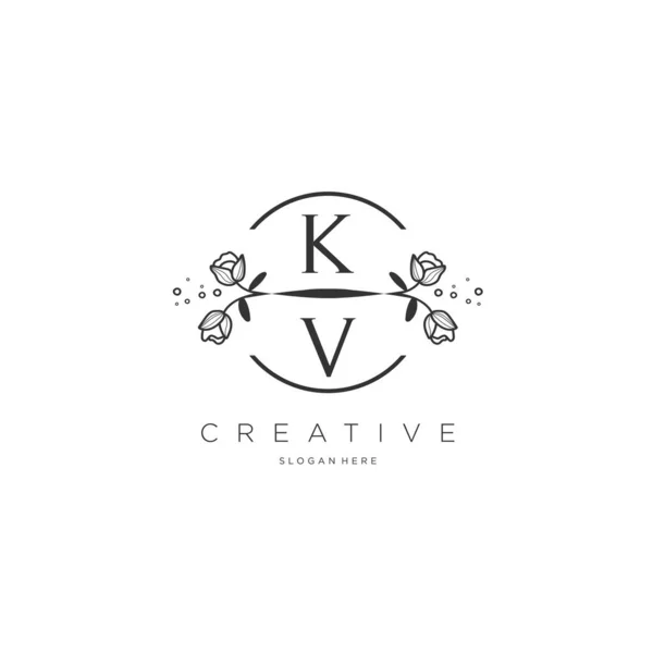 Kv最初的标志与模板花 标志的业务 化妆品 — 图库矢量图片