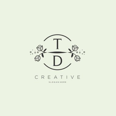 Şablon çiçekli ilk logo, iş logosu, moda, kozmetik, güzellik