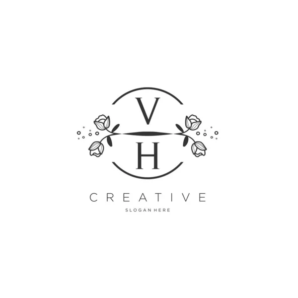 Vh最初的标志与模板花 标志的商业 化妆品 — 图库矢量图片