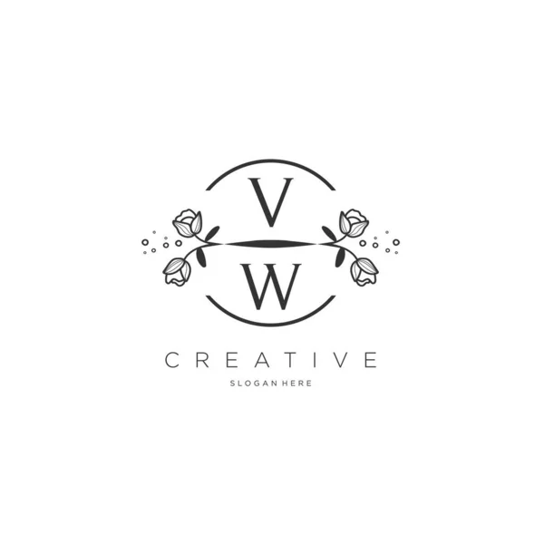 Vw最初的标志与模板花 标志的商业 化妆品 — 图库矢量图片