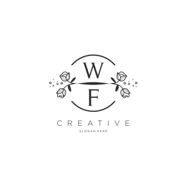 Logo Inicial Con Flor Plantilla Logotipo Para Negocios Moda Cosméticos — Vector de stock