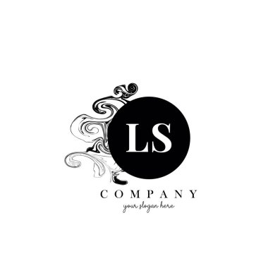 LS İlk Harf Logosu Tasarımı Mürekkep Bulutu Akan Doku Vektörü.