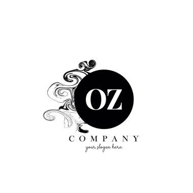 OZ İlk Harf Logosu Tasarımı Mürekkep Bulutu Akan Doku Vektörü.