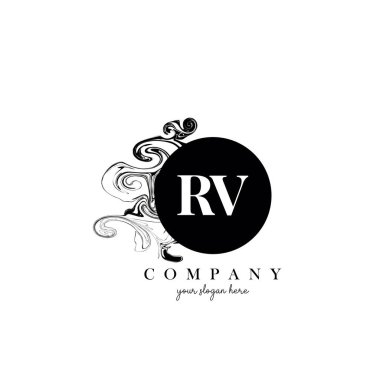 Mürekkep Bulutu Akan Doku Vektörü ile Karavan İlk Harf Logosu Tasarımı.