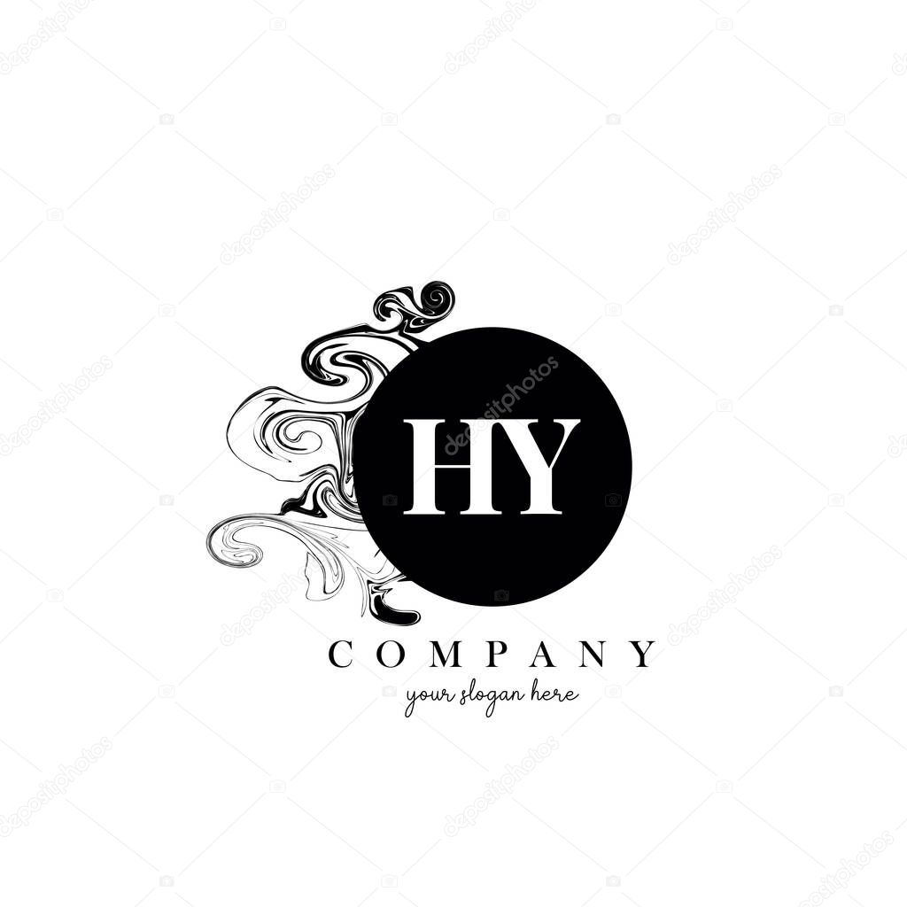 HY Initial Letter Logo Design with Ink Cloud Flowing Texture Vector.