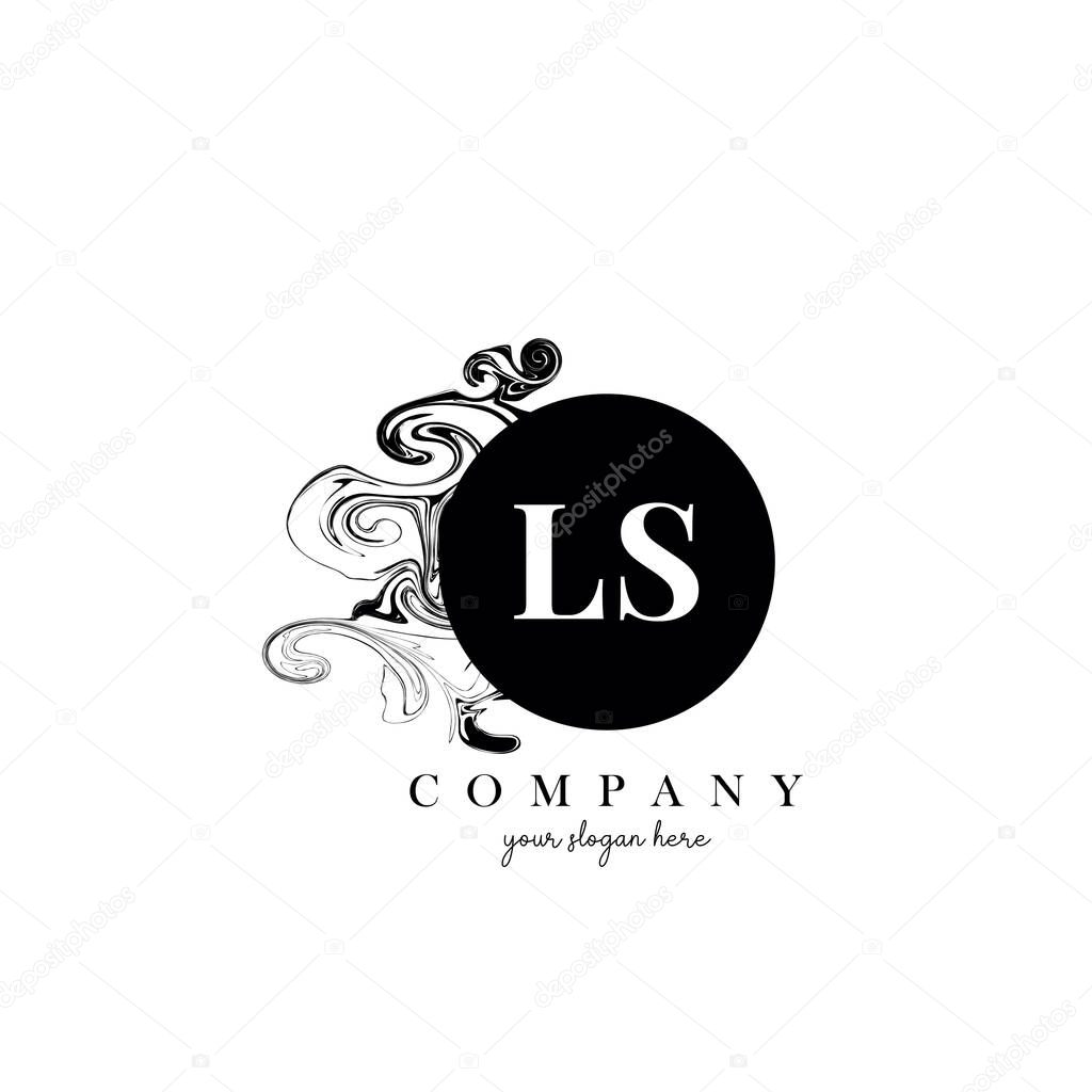 LS Initial Letter Logo Design with Ink Cloud Flowing Texture Vector.