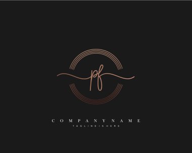 Pf İlk Mektup el yazısı logosu şablon vektörü, güzellik logosu, kozmetik, düğün, moda ve iş dünyası
