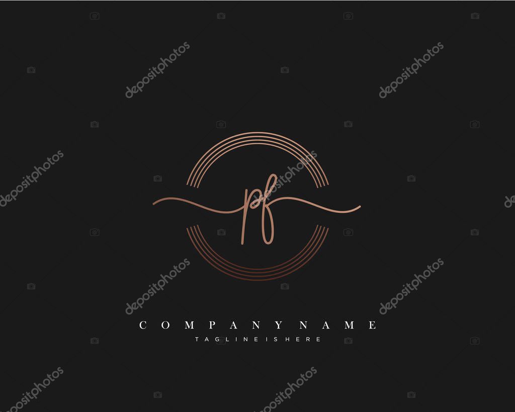 PF Initial Letter handwriting logo hand drawn template vector, logo for beauty, cosmetics, wedding, fashion and business
