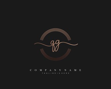 QG ilk el yazısı logo şablonu vektörü.