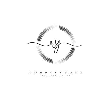 RY ilk el yazısı logo şablonu vektörü.