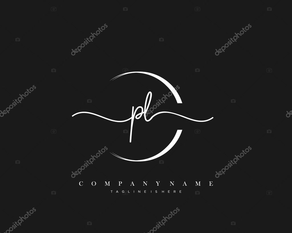 PL Initial Letter handwriting logo hand drawn template vector, logo for beauty, cosmetics, wedding, fashion and business
