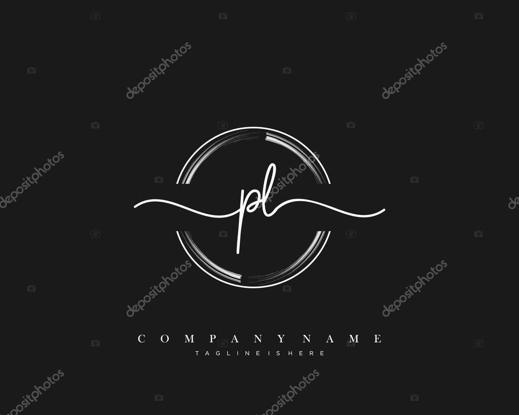 PL Initial Letter handwriting logo hand drawn template vector, logo for beauty, cosmetics, wedding, fashion and business