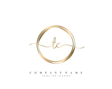 TC İlk Mektup el yazısı logosu şablon vektörü, güzellik logosu, kozmetik, düğün, moda ve diğer şeyler.