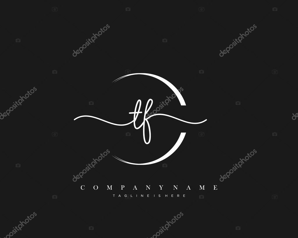 TF Initial Letter handwriting logo hand drawn template vector, logo for beauty, cosmetics, wedding, fashion and business, and other