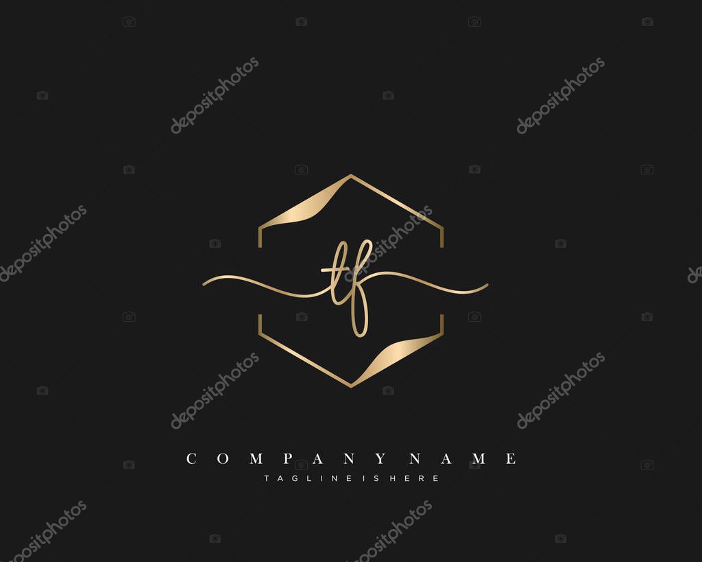 TF Initial Letter handwriting logo hand drawn template vector, logo for beauty, cosmetics, wedding, fashion and business, and other
