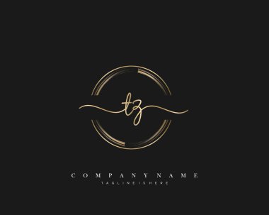 TZ İlk Mektup el yazısı logosu şablon vektörü, güzellik logosu, kozmetik, düğün, moda ve diğer şeyler.