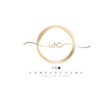 WC ilk el yazısı logo şablonu vektörü.