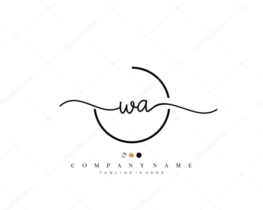WA initial handwriting logo template vector.