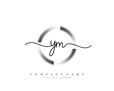YM ilk el yazısı logo şablonu vektörü.