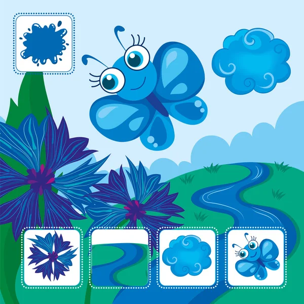 Mavi kelebek sinek üzerinde Nehri — Stok Vektör