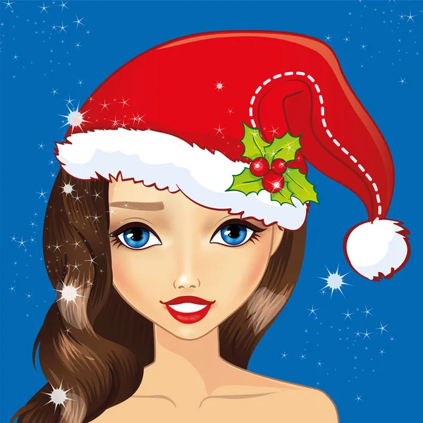 Avatar flicka med jul hatt — Stock vektor