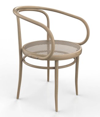 Beyaz arka planda modern ahşap sandalye. 3d hazırlayıcı