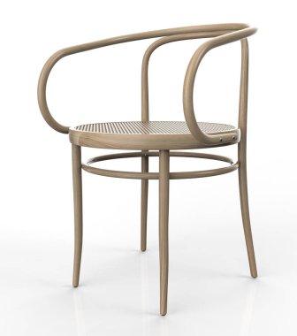 Beyaz arka planda modern ahşap sandalye. 3d hazırlayıcı