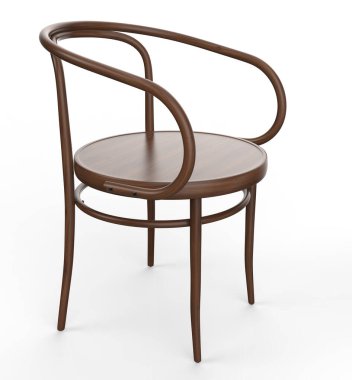 Beyaz arka planda modern ahşap sandalye. 3d hazırlayıcı