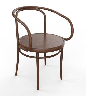 Beyaz arka planda modern ahşap sandalye. 3d hazırlayıcı