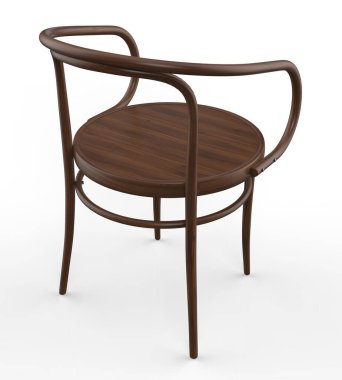 Beyaz arka planda modern ahşap sandalye. 3d hazırlayıcı