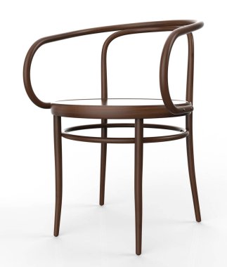 Beyaz arka planda modern ahşap sandalye. 3d hazırlayıcı