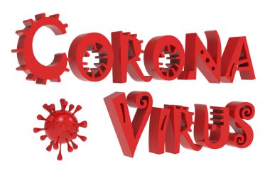Beyaz arkaplandaki 3d Coronavirus metni. Çin patojen solunum yolu enfeksiyonu. 3d oluşturma