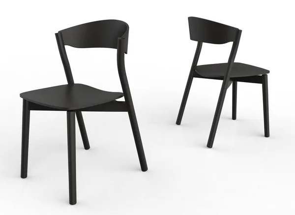 白を基調とした黒のモダンな椅子 3Dレンダリング — ストック写真