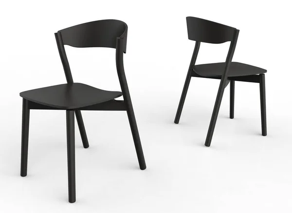 Beyaz arka planda siyah modern sandalye. 3d hazırlayıcı