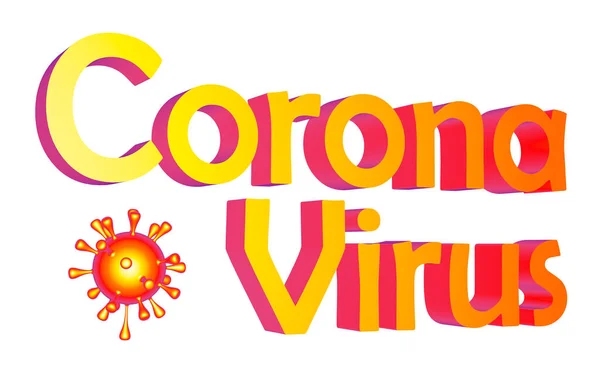 Coronavirus Testo Sfondo Bianco Cina Patogeno Infezione Respiratoria Rendering — Foto Stock