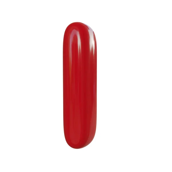 Czerwień Błyszcząca Renderowanie Czcionki Balon Izolowane Białym Tle — Zdjęcie stockowe