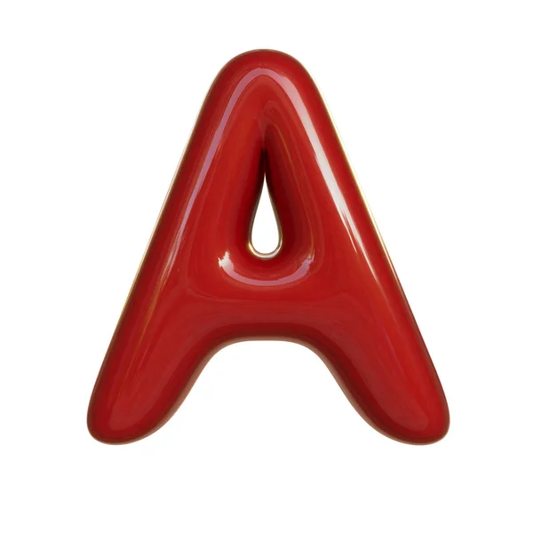 Γυαλιστερό Κόκκινο Χρώμα Γράμμα Καθιστούν Γραμματοσειρά Φυσαλίδων Απομονωμένη Λευκό Φόντο — Φωτογραφία Αρχείου