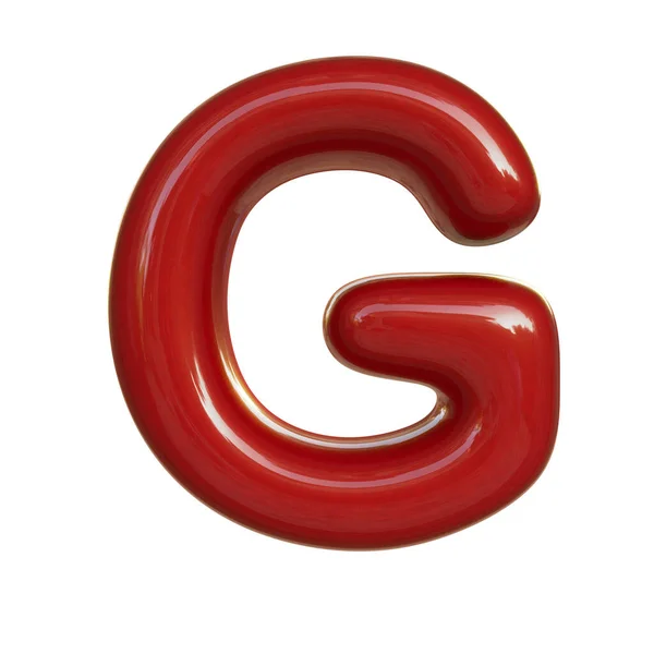 Glossy Red Paint Letter Render Bubble Font Isolated White Background — Stock Photo, Image