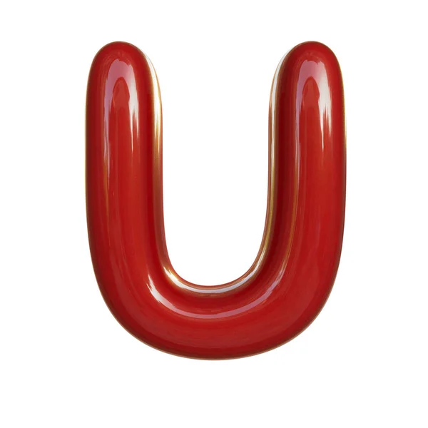 Parlak Kırmızı Renkli Harfi Kabarcık Yazıtipinin Görüntüsü Beyaz Arkaplanda Izole — Stok fotoğraf