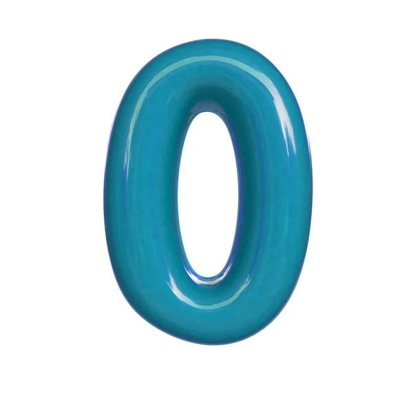Azul Brillante Número Cero Representación Fuente Bubble Aislada Sobre Fondo —  Fotos de Stock